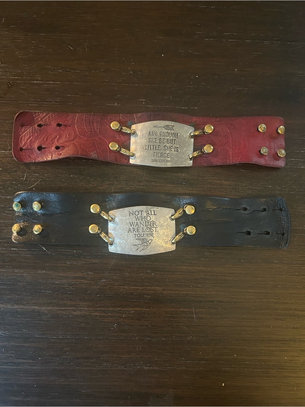 Lenny & Eva Leather Cuff Bracelets - Red & Black